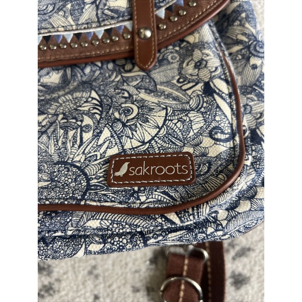 Sakroots Backpack Artist's Circle Blue Floral Embroidered Saddle Bag Purse‎ - Picture 2 of 14